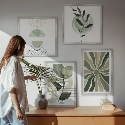 Geometric plant wall decor set multi-piece design