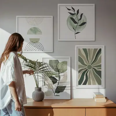 Geometric plant wall decor set multi-piece design