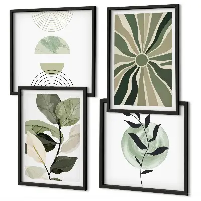 Geometric plant wall decor set multi-piece design