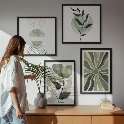 Geometric plant wall decor set multi-piece design