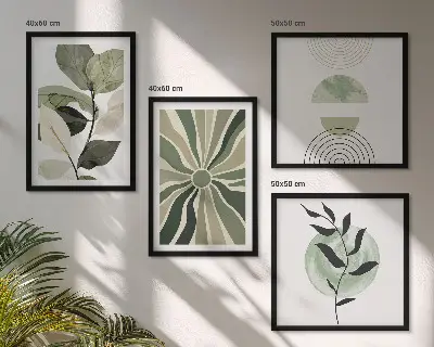 Geometric plant wall decor set multi-piece design