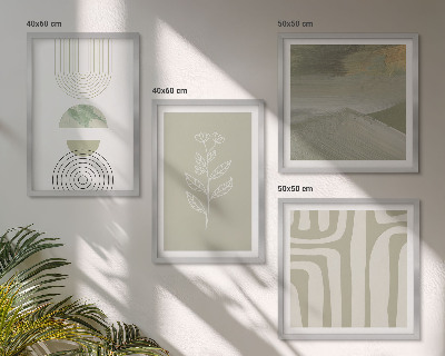 Wall art set Geometric plant patterns