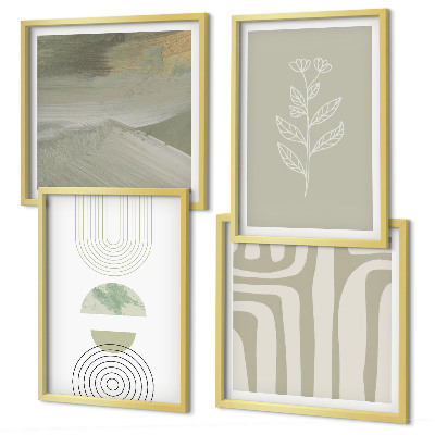 Wall art set Geometric plant patterns