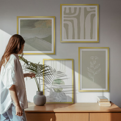 Wall art set Geometric plant patterns