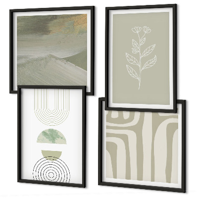 Wall art set Geometric plant patterns