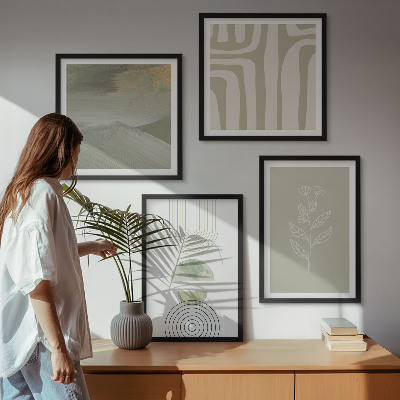 Wall art set Geometric plant patterns