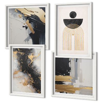 Set of 4 wall art pieces Abstract geometry composition