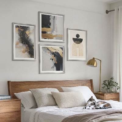 Set of 4 wall art pieces Abstract geometry composition