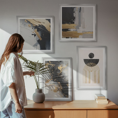 Set of 4 wall art pieces Abstract geometry composition