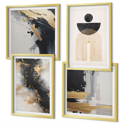 Set of 4 wall art pieces Abstract geometry composition