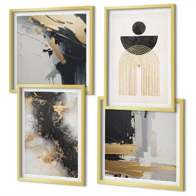 Abstract geometry composition wall art set of 4 pieces