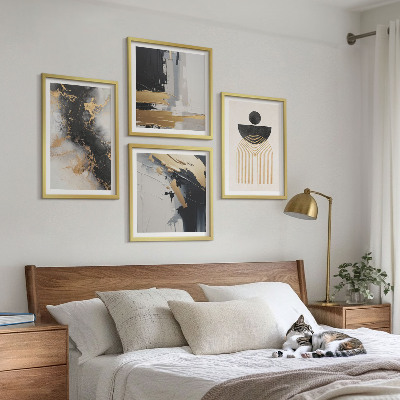Set of 4 wall art pieces Abstract geometry composition
