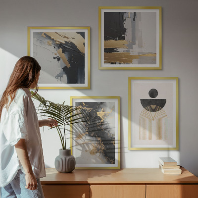 Set of 4 wall art pieces Abstract geometry composition