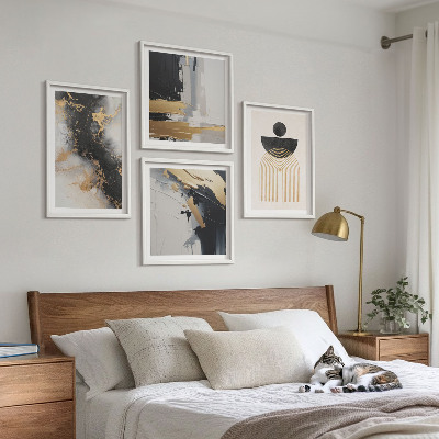 Set of 4 wall art pieces Abstract geometry composition
