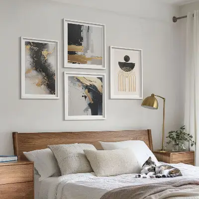 Abstract geometry composition wall art set of 4 pieces