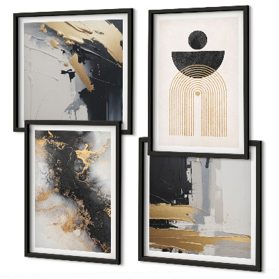 Set of 4 wall art pieces Abstract geometry composition