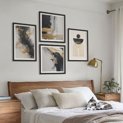 Set of 4 wall art pieces Abstract geometry composition