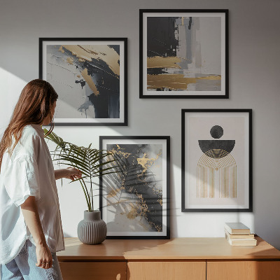Set of 4 wall art pieces Abstract geometry composition