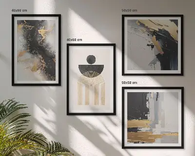 Abstract geometry composition wall art set of 4 pieces