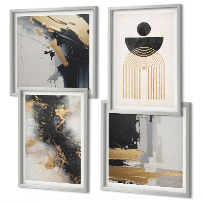 Set of 4 wall art pieces Abstract geometry composition
