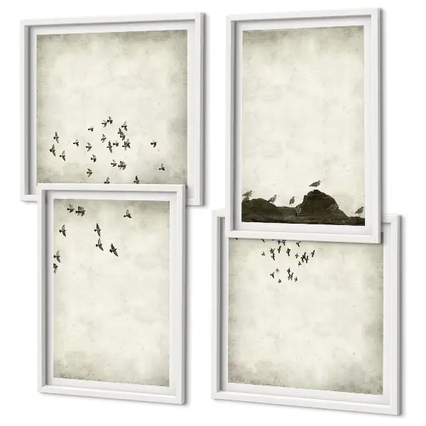 Minimalist bird painting multi-piece wall decor set