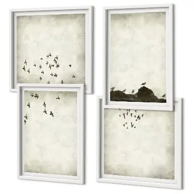 Minimalist bird painting multi-piece wall decor set
