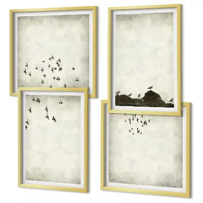 Minimalist bird painting multi-piece wall decor set