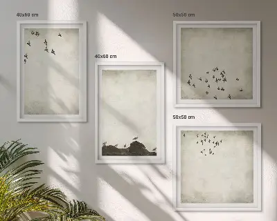 Minimalist bird painting multi-piece wall decor set