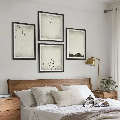Minimalist bird painting multi-piece wall decor set