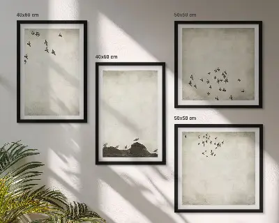 Minimalist bird painting multi-piece wall decor set