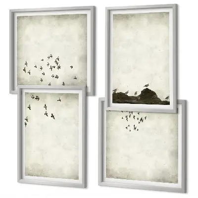 Minimalist bird painting multi-piece wall decor set