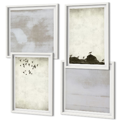 Wall art set Flock of birds texture