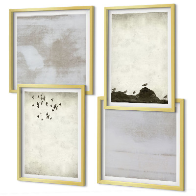 Wall art set Flock of birds texture