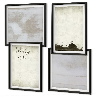 Wall art set Flock of birds texture