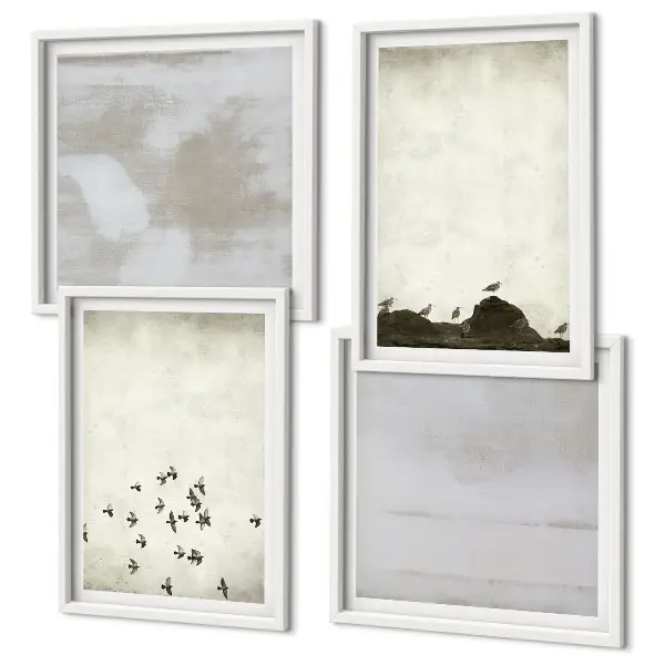 Minimalistic Birds in Flight set of 4 wall art pieces