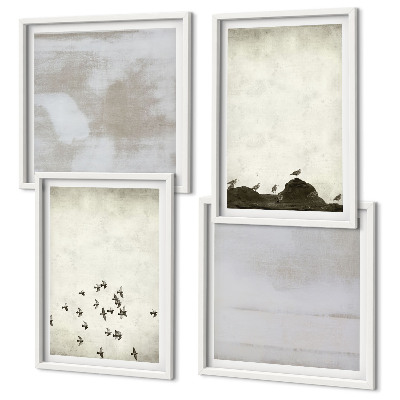 Set of 4 wall art pieces Minimalistic Birds in Flight
