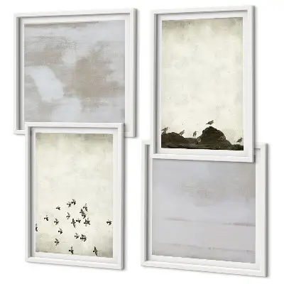 Minimalistic Birds in Flight set of 4 wall art pieces