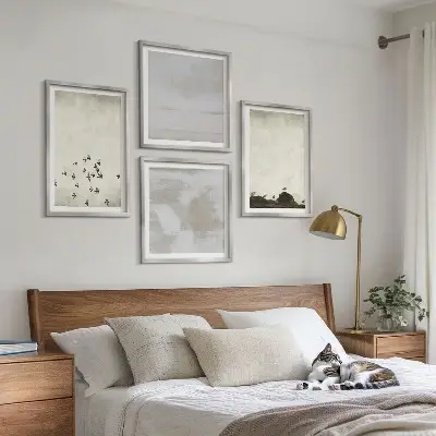 Minimalistic Birds in Flight set of 4 wall art pieces
