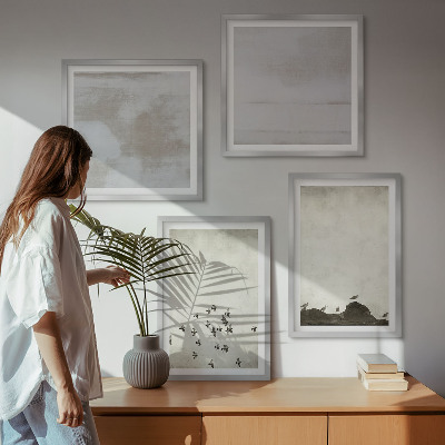 Set of 4 wall art pieces Minimalistic Birds in Flight