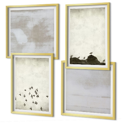 Set of 4 wall art pieces Minimalistic Birds in Flight