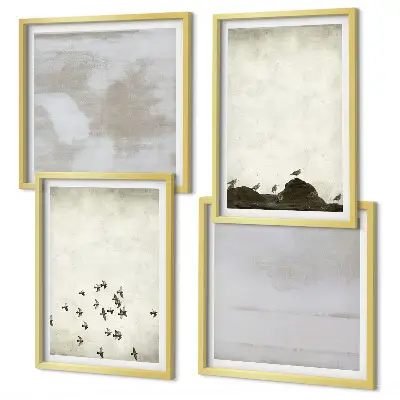 Minimalistic Birds in Flight set of 4 wall art pieces