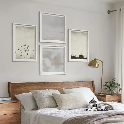 Minimalistic Birds in Flight set of 4 wall art pieces