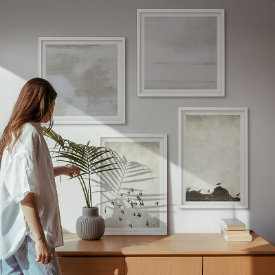 Set of 4 wall art pieces Minimalistic Birds in Flight