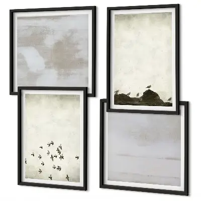 Minimalistic Birds in Flight set of 4 wall art pieces