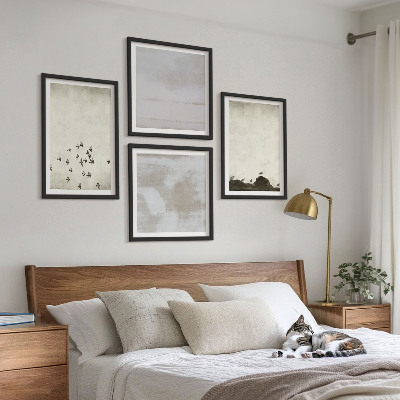 Set of 4 wall art pieces Minimalistic Birds in Flight