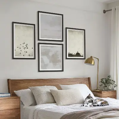 Minimalistic Birds in Flight set of 4 wall art pieces