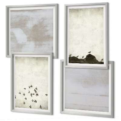 Set of 4 wall art pieces Minimalistic Birds in Flight
