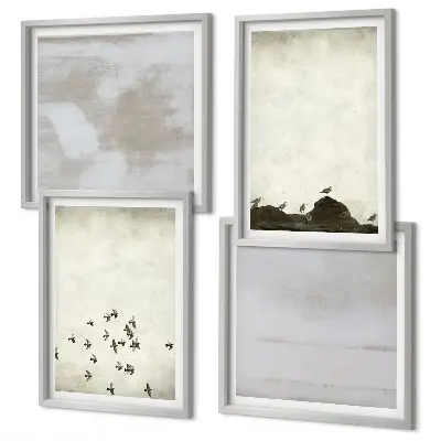 Minimalistic Birds in Flight set of 4 wall art pieces