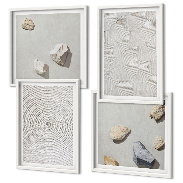 Set of 4 wall art pieces Geometric cardboard stones