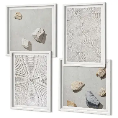 Geometric cardboard stones set of 4 wall art pieces